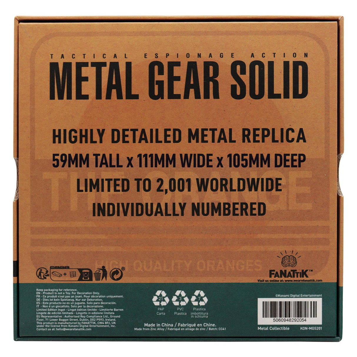 METAL GEAR SOLID 2 SONS OF LIBERTY オレンジのダンボール箱 レプリカ