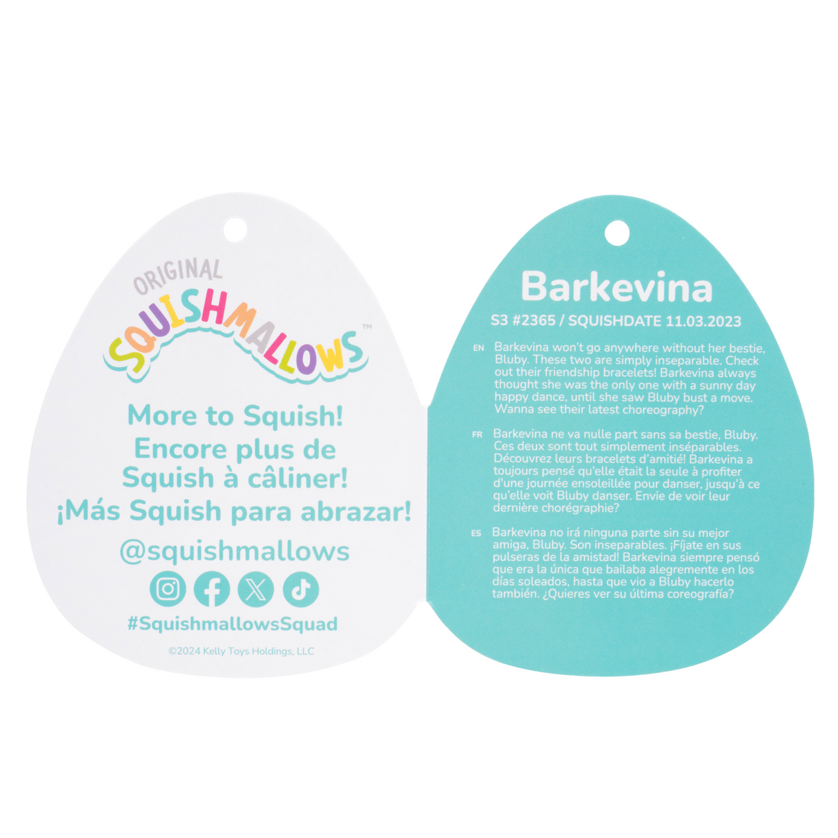 Squishmallows 3.5インチぬいぐるみキーホルダー (Barkevina/バルケビナ)