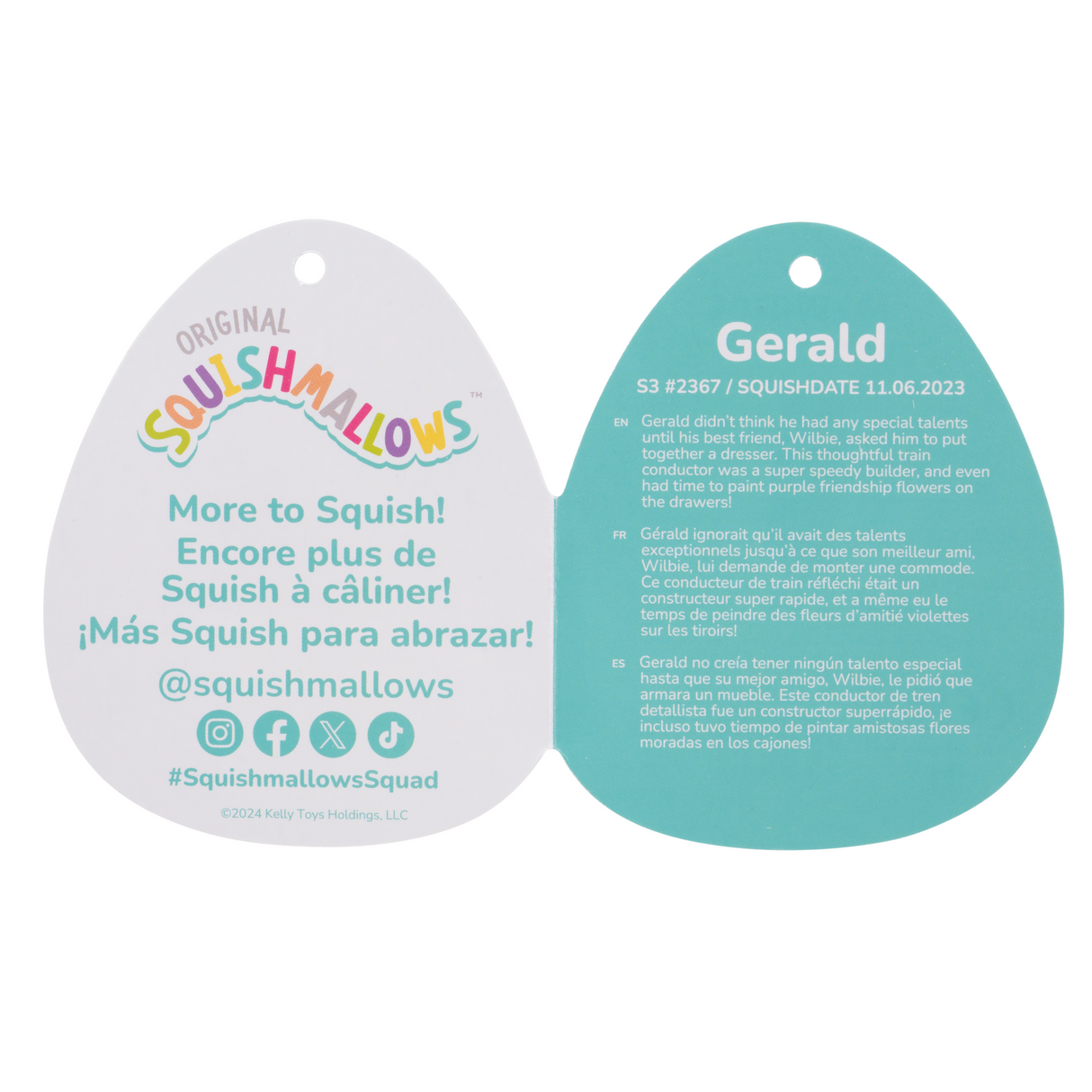 Squishmallows 3.5インチぬいぐるみキーホルダー (Gerald/ジェラルド)