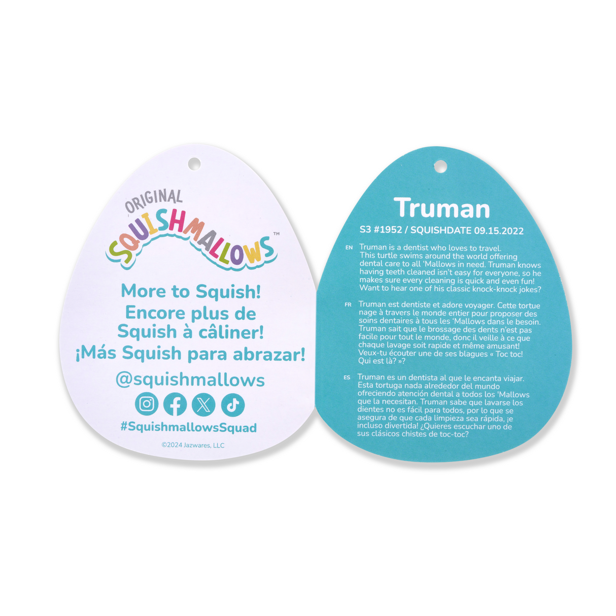 Squishmallows 3.5インチぬいぐるみキーホルダー (Truman/トルーマン)