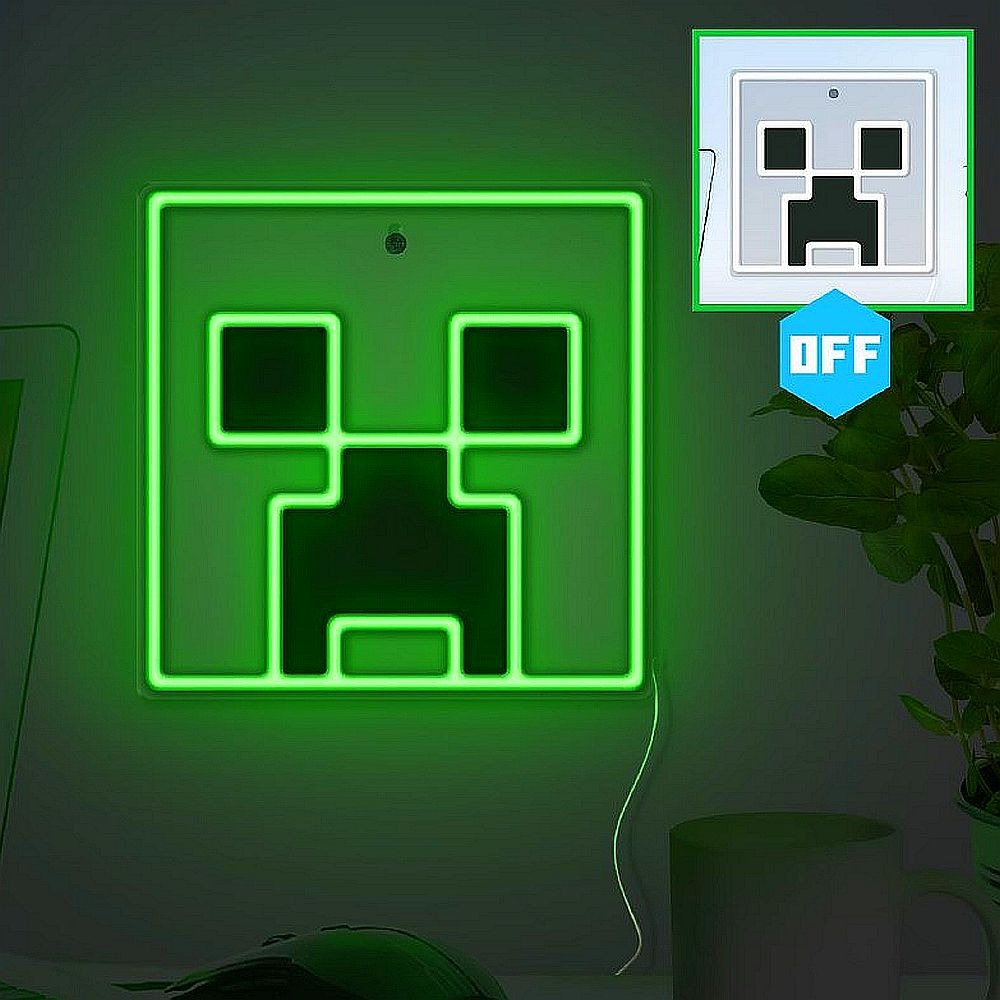 マインクラフト ウォールネオンライト（クリーパー）
