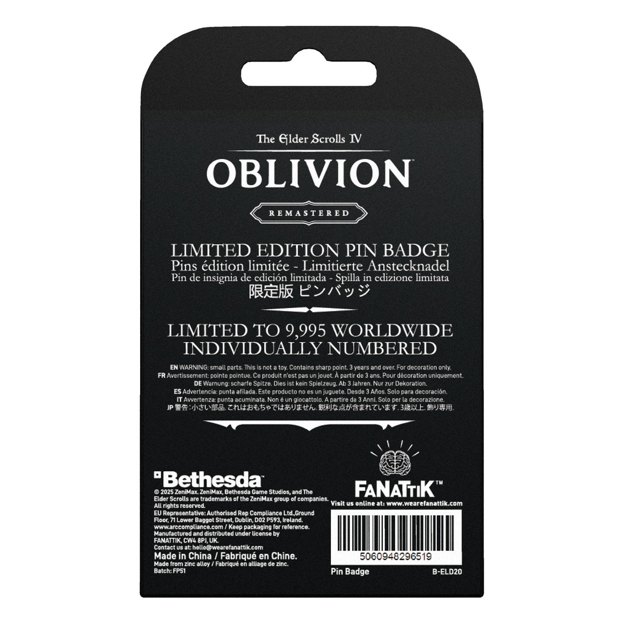 The Elder Scrolls IV: Oblivion 熱狂的なファンピンバッジ（シリアルナンバー入り）