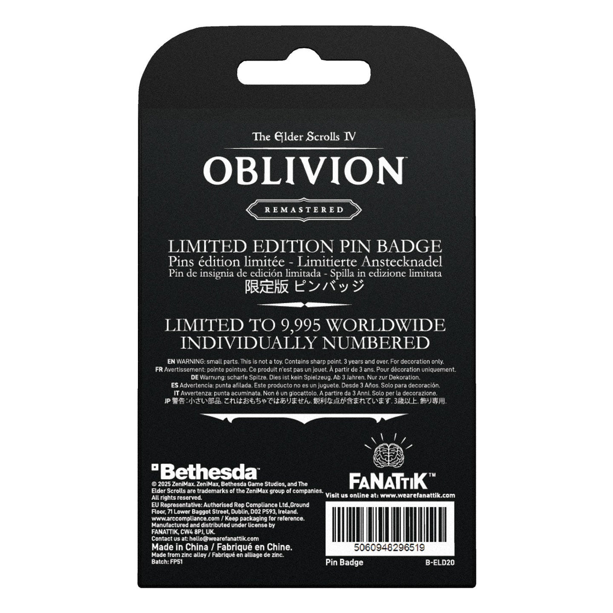 The Elder Scrolls IV: Oblivion 熱狂的なファンピンバッジ（シリアルナンバー入り）